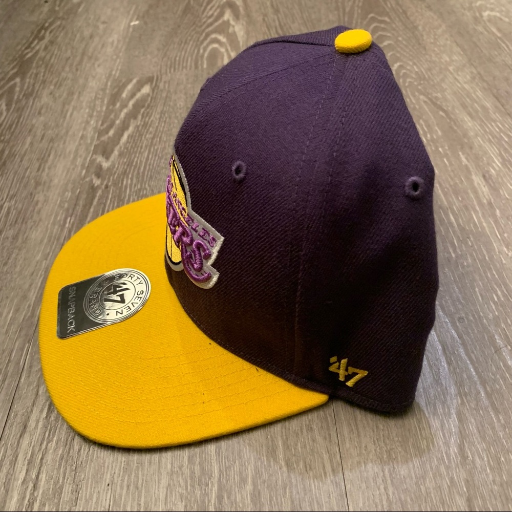 Los‎ Angeles Lakers ‘47 Brand Hardwood Classics 2 Tone Snapback Hat Adult OSFA - Picture 4 of 6